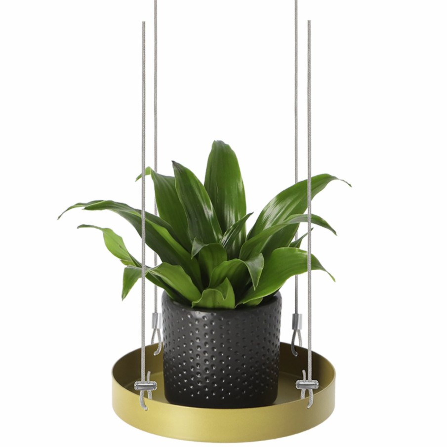 Indoor Esschert Design Ronde plantenplateaus | Rond Gouden Plantenplateau S