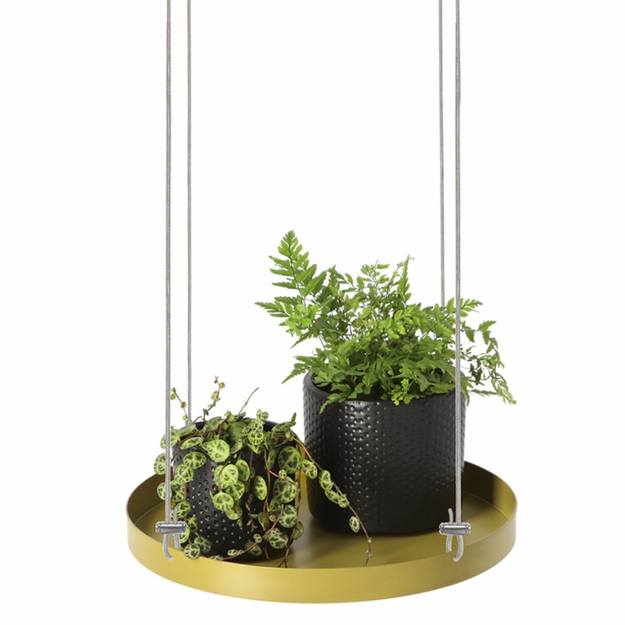 Indoor Esschert Design Ronde plantenplateaus | Rond Gouden Plantenplateau L