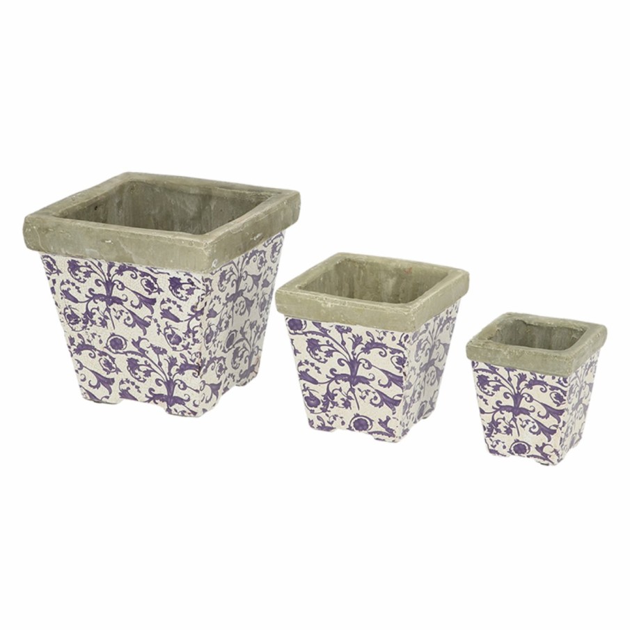 Tuin&Terras Esschert Design Bloempotten en -bakken | Aged Ceramic Bloempot Set Van 3