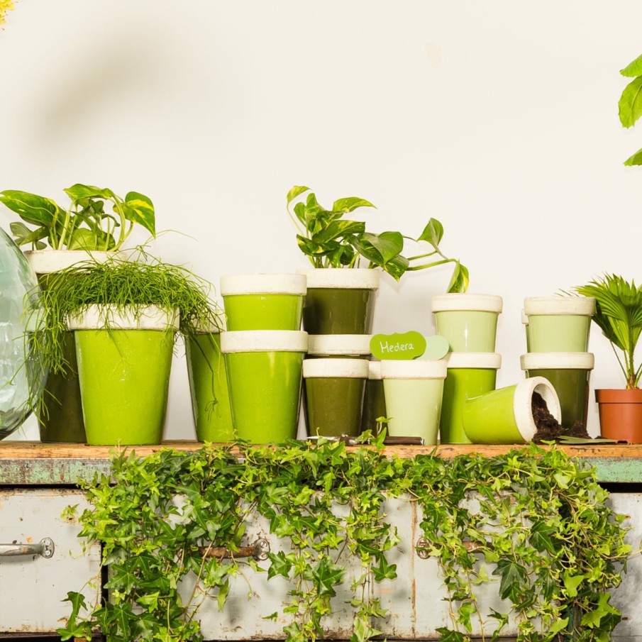 Tuin&Terras Esschert Design Bloempotten en -bakken | Groentinten Long Tom Bloempot Assorti Van Drie