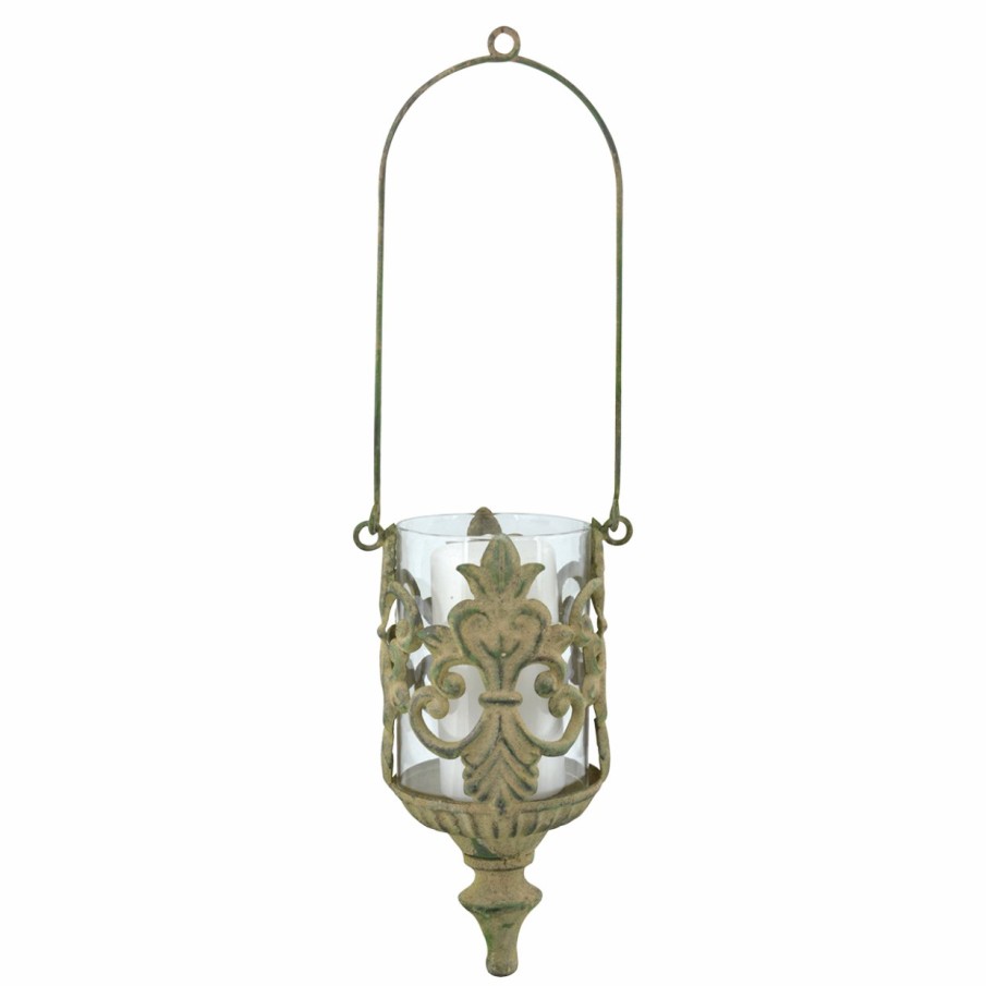 Tuin&Terras Esschert Design Windlichten | Aged Metal Green Hangend Windlicht