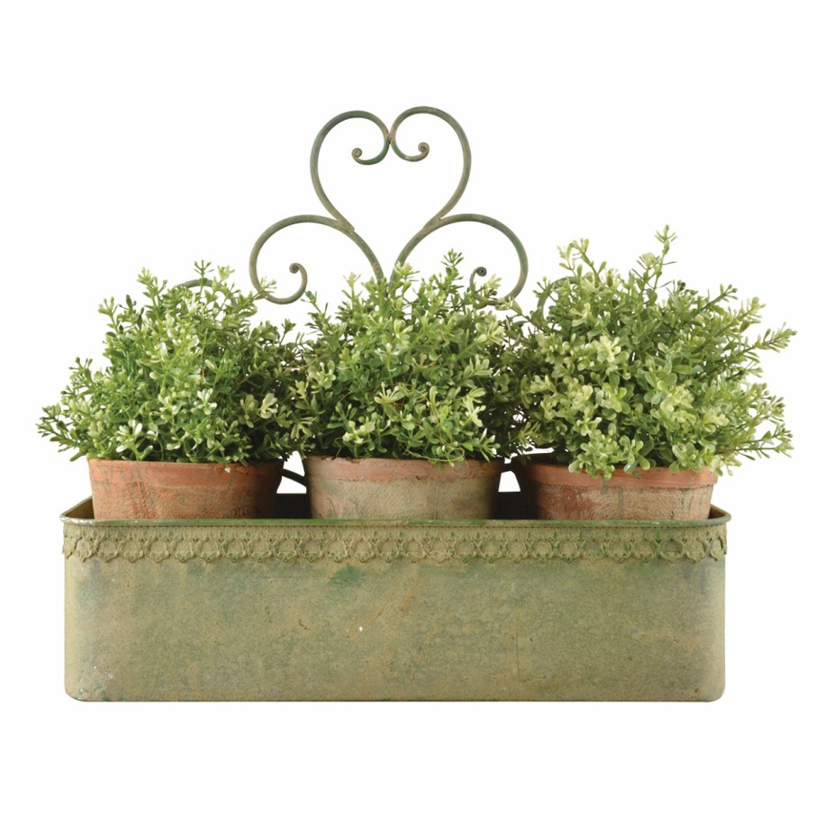 Tuin&Terras Esschert Design Bloempotten en -bakken | Aged Metal Green Wandplantenbak L