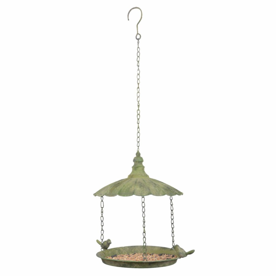 Vogels&Tuindieren Esschert Design Voederhuizen | Aged Metal Green Hangend Voederhuis