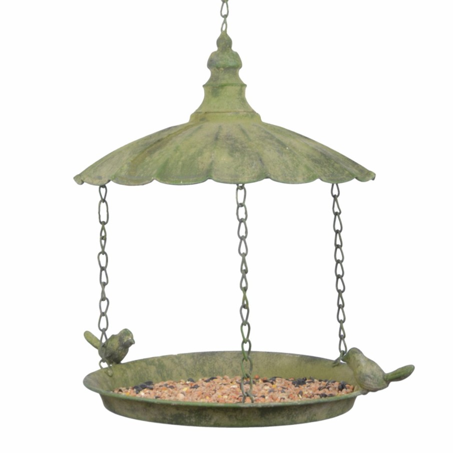 Vogels&Tuindieren Esschert Design Voederhuizen | Aged Metal Green Hangend Voederhuis